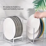 1pc Sleek Metal Dish Rack Set, Space-Saving Tiered Shelf Organizer, Plate & Utensil Holder, Pull-Out Design, Kitchen Storage - Image 7