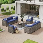 Aoxun 6/7/8/11 Piece Patio Furniture Set Wicker Rattan Outdoor Sectional Sofa Set with Coffee Table - Image 17