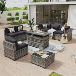 Aoxun 6/7/8/11 Piece Patio Furniture Set Wicker Rattan Outdoor Sectional Sofa Set with Coffee Table - Image 24