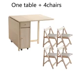Folding Dining Table with 2 Drawers and 4 Wheels for Living Room,Kitchen, Farmhouse, Space Saving Table - Image 9