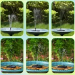 Outdoor Solar Fountain Pump with 6 Nozzles Bird Bath Water Fountain for Courtyard Garden Pool Pond Fish Tank Aquarium Decor - Image 5