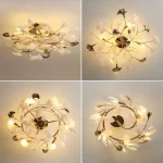 Luxury Living Room Ceiling Lamp Post-modern Designer Leaf Restaurant Bedroom Ceiling Lights Hotel Art LED Decor Lighting Fixture - Image 5