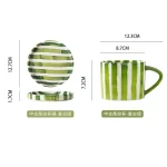 European Striped Ceramic Coffee Cup Saucer Modern Breakfast Dessert Plate Tea Cup Decorative Art Striped Coffee Cup 200 Ml Decor - Image 13