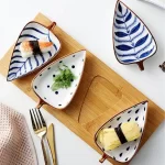 Japanese Ceramic Appetizer Serving Plates Set Hand-painted Underglaze Leaf Design Sauce Dishes for Sushi Salads and Condiments - Image 3