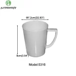 White Round Coffer Mug Kitchenware 100% Melamine Water Cup Restaurant Tableware Imitation Porcelain Dinnerware - Image 9