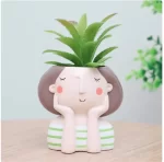 Succulents Planters Flower Pots Cactus Plant Pot Lovely Girl Head Bonsai Planter Pots Ornaments with Drainage Hole Table Decor - Image 13