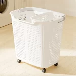 Laundry Hamper With Wheels And Lid Large Capacity Clothes Basket For Bathroom Storage Organizer For Family Kids Dorm Gift - Image 4