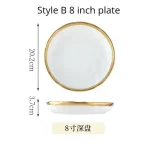 1pcs White Ceramic Plate Phnom Penh Tableware Salad Soup Bowl Food Dinner Dishes Wedding Decoration Dinnerware Household Kitchen - Image 13