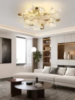 Luxury Living Room Ceiling Lamp Post-modern Designer Leaf Restaurant Bedroom Ceiling Lights Hotel Art LED Decor Lighting Fixture - Image 2