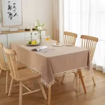 Cotton Green Easter Pure Color Tassels Cotton Tablecloth Washed  Christmas Table Cover for Home Party Dining table Decora - Image 7