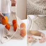 Reusable Mesh Grocery Bags, Long Handle Produce Bags, Fruit & Veggie Storage, Woven Mesh Pocket Hollowed Out Kitchen Storage - Image 2
