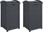 Suncast 30 Gallon Outdoor Trash Hideaway Resin Refuse Container Lid Cyberspace Concealed Waste Storage Patio Backyard Garden - Image 7