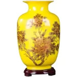New Chinese Style Vase Jingdezhen Yellow Crystal Glaze Flower Vase Home Decor Handmade Shining Famille Rose Vases - Image 2