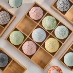 Wooden Tea Cooking Tray Utensils Nine Grids Hot Pot Restaurant Sauce Dish Fruit Platter Four  Grids Ceramic Dishware - Image 4