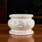 Chinese Creative Relief Ceramic Lotus Buddha Supplies Offering Water Cups, Incense Burners, Vases, Fruit Plates and Ornaments - Image 3
