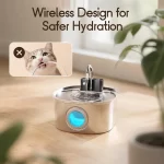 3.2L/108oz Wireless Charging Sensor Cat Water Feeder Stainless Steel Cat Dog Water Fountain Silent Water Level Window No Plug - Image 5