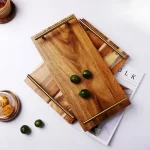 Kitchen Tray for Serving Food Trays for Desserts Dessert Tray With Handles Wooden Serve Storage Coffee Fruit Snack Drink Sweets - Image 4