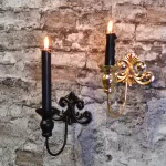 PEANDIM Wall Hanging Candlestick Wall Lamp Scented Candle Decoration Gold Black Candle Holder Home Bar Outdoor Candle Lantern