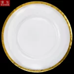 Transparent Glass Charger Plate, Decorative Wedding Dinner Plate, Round Tableware, Show Tray Display, Paint Gold Line Design - Image 6