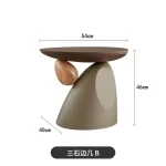 Corner Coffee Table,Modern Minimalist Round Accent Table with Unique Balance Design,Space-Saving Resin End Table for Living Room - Image 7