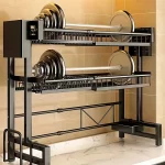 Adjustable Metal Kitchen Storage Rack with Drip Tray & Utensil Holder - Expandable Sink Organizer for Dishes Cups Cooking Tools - Image 3