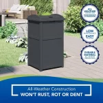 Suncast 30 Gallon Outdoor Trash Hideaway Resin Refuse Container Lid Cyberspace Concealed Waste Storage Patio Backyard Garden - Image 3