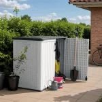 Outdoor Storage Cabinet 26 Cu Ft with Lockable Doors, Horizontal Storage Shed Waterproof Patio Tools,Gardening Tools.