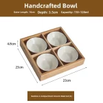Wooden Tea Cooking Tray Utensils Nine Grids Hot Pot Restaurant Sauce Dish Fruit Platter Four  Grids Ceramic Dishware - Image 12