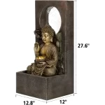 Ferrisland Buddha Waterfall Fountain Outdoor, Freestanding Relaxing Water Fountain, Asian Zen Fengshui Patio Garden Backyard Dec - Image 6