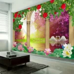 3D balcony landscape waterfall tapestry wall hanging bohemian sea sky aesthetic room art decoration fabric large background wall - Image 2