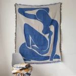 Casual Throw Blankets With Tassels Carpet Sofa Leisure Carpet Tapestry Sofa Blanket Wall Hanging Room Decoration Blue Carpet - Image 4