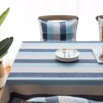 Cotton Linen Tablecloth,Nordic Style Grey Stripes Elegance Dust-Proof Table Cover,For Dinning Birthday Party Tabletop Decoration - Image 7