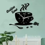 3D Acrylic DIY Wall Clock Mirror Wall Clocks Simple Home Digital Wall Sticker Decoration Mute Coffee Cup Wall Quartz Clock - Image 2