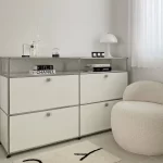 Vintage Module Sideboard Living Room Storage Cabinet Wood Bedroom Stainless Steel Metal Frame Storage Customizable TV Cabinet