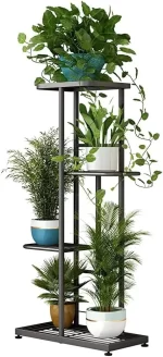 4-Tier Metal Plant Stand for Indoor Outdoor Use, Corner Shelf for Garden Balcony Living Room Patio