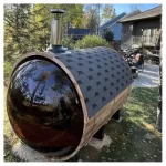 Fas Sauna Solid Wood Garden Panoramic Barrel Outdoor Sauna with Wood Stove - Image 4