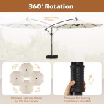 10ft Solar Patio Umbrella with Base Included, Offset Cantilever Outdoor Umbrella with 32 LED Lights, Infinite Tilt,  Customized - Image 4
