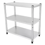 3-Tier Stainless Steel Work Table 80*40*80cm Large-Capacity Kitchen Storage Rack for Kitchen Garage school, Height Adjustable