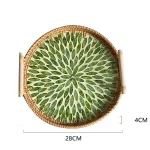 Rattan Tray Plates Afternoon Tea Tray for Serving Food Trays to Serve Food Plate Snack Dish Dessert Fruit Dry Sweets Cake Home - Image 26