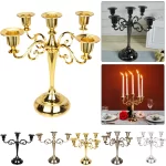 3/5 Arms Metal Candelabra Candlestick Stand Vintage Golden Candle Holder for 2025 Christmas Wedding Event Party Table Decoration