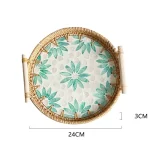 Rattan Tray Plates Afternoon Tea Tray for Serving Food Trays to Serve Food Plate Snack Dish Dessert Fruit Dry Sweets Cake Home - Image 17