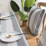 Cotton Linen Tablecloth,Nordic Style Grey Stripes Elegance Dust-Proof Table Cover,For Dinning Birthday Party Tabletop Decoration - Image 4