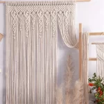 Hand Woven Macrame Curtain Tapestry Cotton Rope Macrema Door Windown  Tapestry Curtain Bedside Wall Hanging Tapetry Boho Decor - Image 2