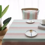 Cotton Linen Tablecloth,Nordic Style Grey Stripes Elegance Dust-Proof Table Cover,For Dinning Birthday Party Tabletop Decoration - Image 8