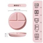 Round Three Grid Plate Ceramic 211 Fat Reducing Grid Plate Breakfast Separate Plates Adults Children Weight Loss Fruit Platters - Image 8