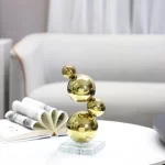 Metal Decor Figurines Metal Spheres Stack Art Pieces Gold Ball Metal Handicraft Geometric Sculpture Home Decoration Accessories - Image 2