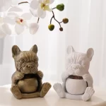 Hollow Cat Soy Wax Silicone Mold Candle Jar Concrete Plaster Candlestick Mold French Bulldog Puppy Candle Holder Silicone Mould - Image 6