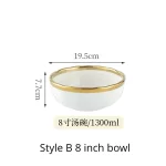 1pcs White Ceramic Plate Phnom Penh Tableware Salad Soup Bowl Food Dinner Dishes Wedding Decoration Dinnerware Household Kitchen - Image 8