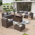 Aoxun 6/7/8/11 Piece Patio Furniture Set Wicker Rattan Outdoor Sectional Sofa Set with Coffee Table - Image 31
