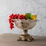 American retro high footed fruit platter European shaped candy platter restaurant ceramic fruit platter living room - Image 2